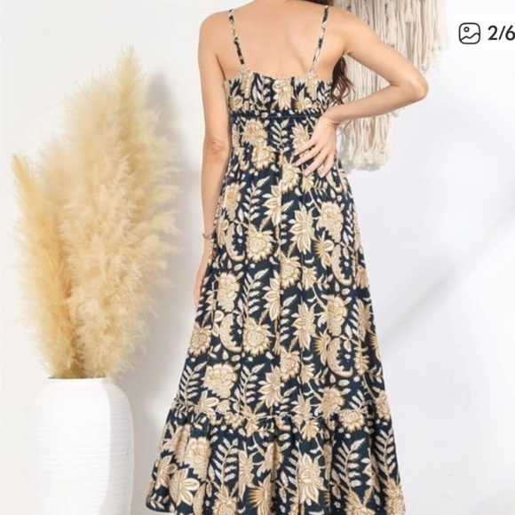 GRACE KARIN Floral Maxi Dress in Grey And Orange Size L. - Picture 2 of 16